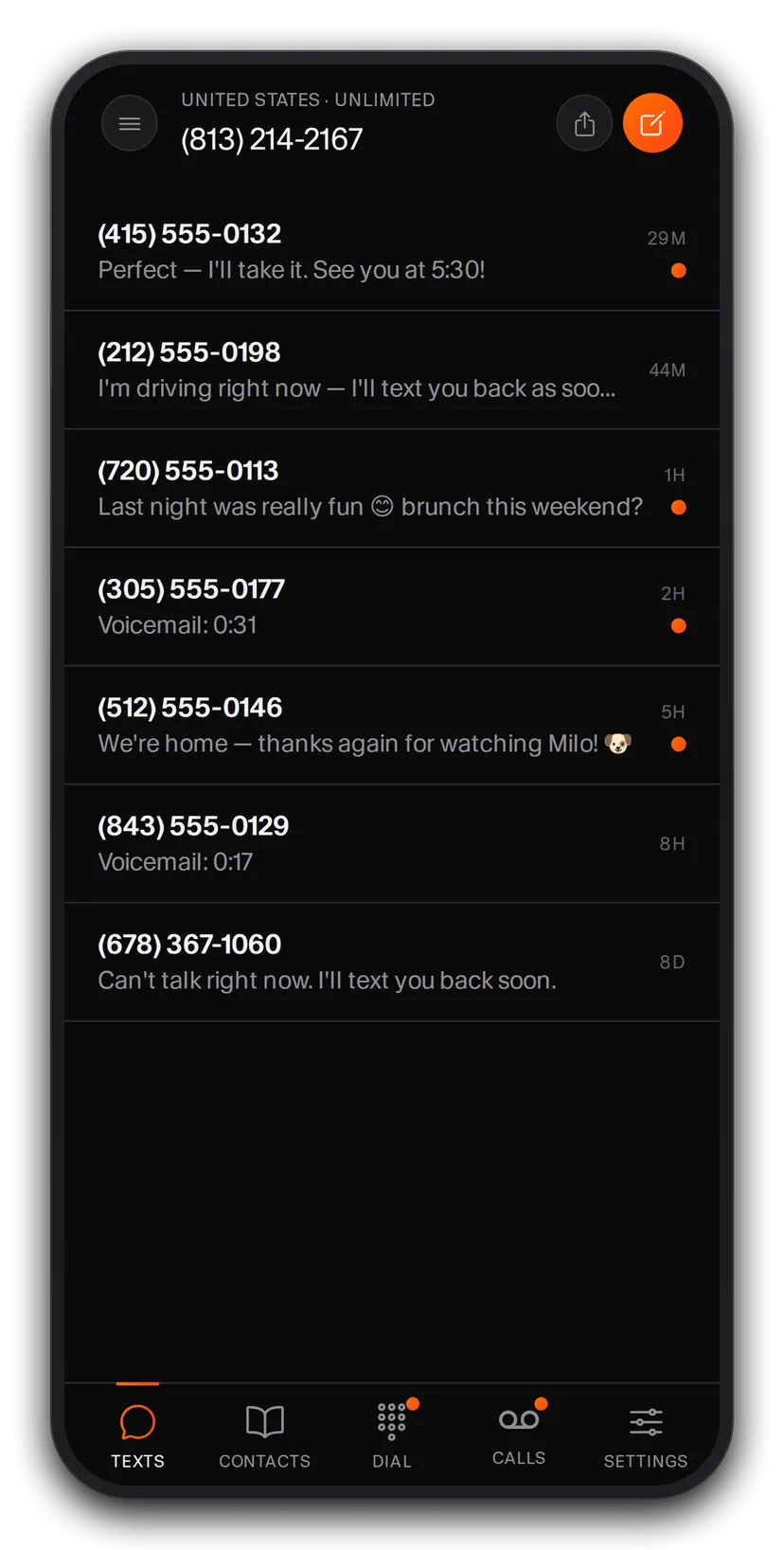 Ghost app conversations synced across devices on a temporary number
